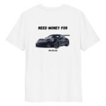 Erkek Beyaz NEED MONEY FOR 911 GT3 RS %100 Pamuk Bisiklet Yaka Tişört