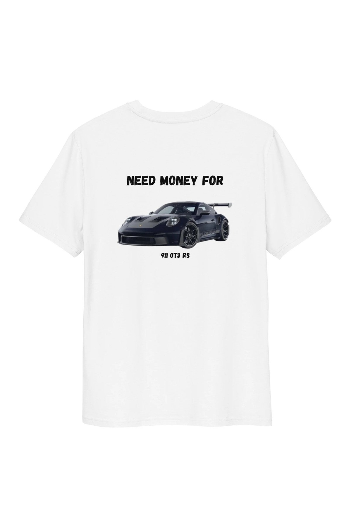 1_org_zoom-38.jpg Erkek Beyaz NEED MONEY FOR 911 GT3 RS %100 Pamuk Bisiklet Yaka Tişört - Image 1