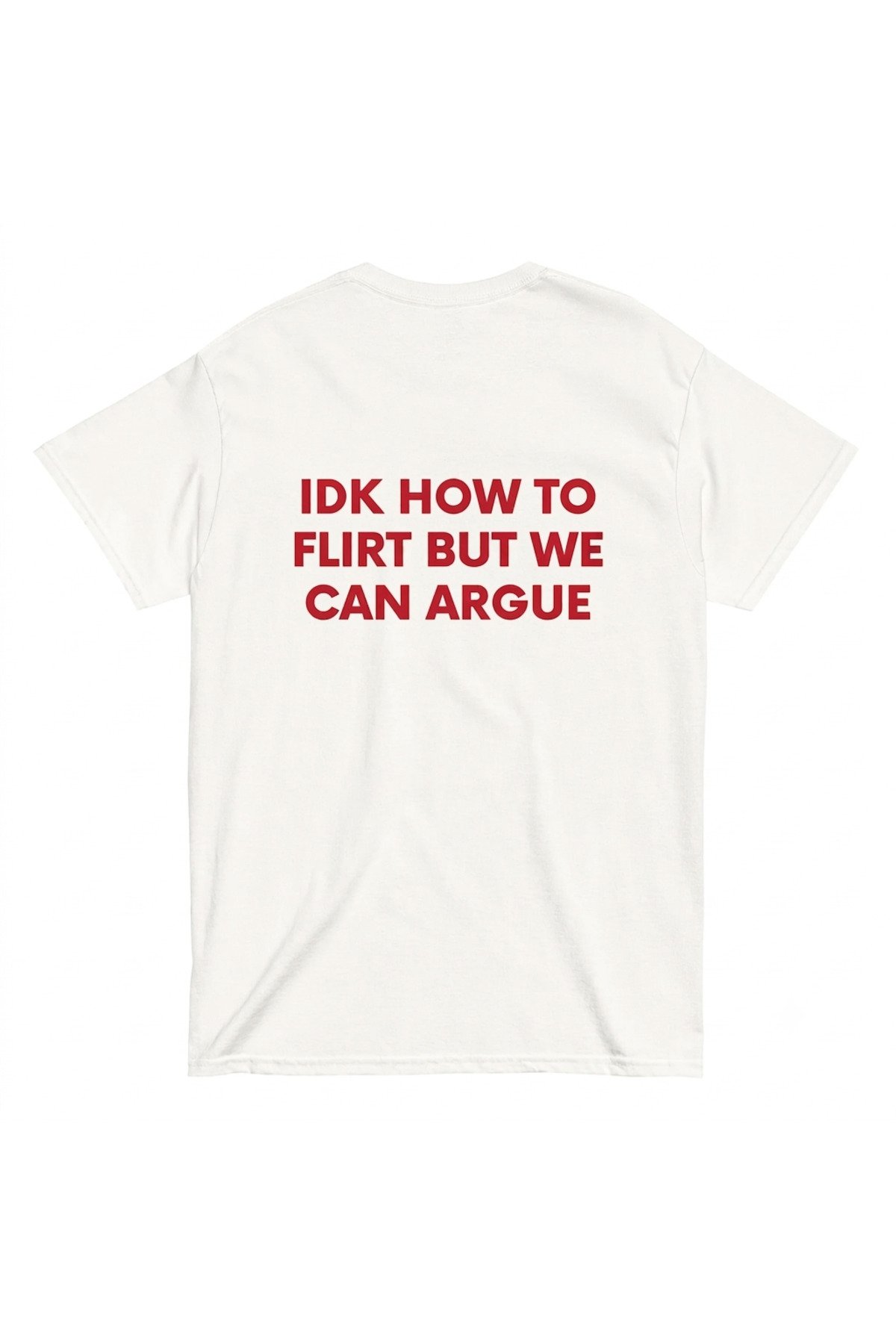 1_org_zoom-48.jpg Erkek Beyaz IDK HOW TO FLIRT BUT WE CAN ARGUE %100 Pamuk Bisiklet Yaka Tişört - Image 1
