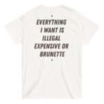 EVERYTHING I WANT IS ILLEGAL EXPENSIVE OR BRUNETTE %100 Pamuk Bisiklet Yaka Tişört